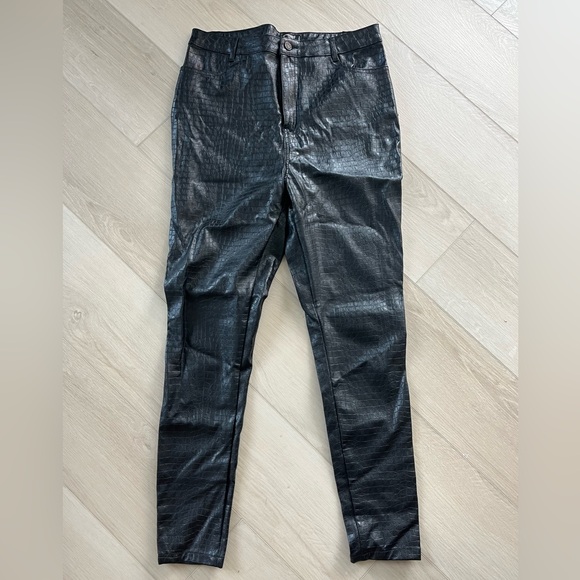 Missguided Pants - Women’s Missguided Tall Croc Faux Leather Pants